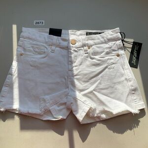 BLANK NYC The Essex Cut Off Denim Shorts in Great White Size 24 NWT